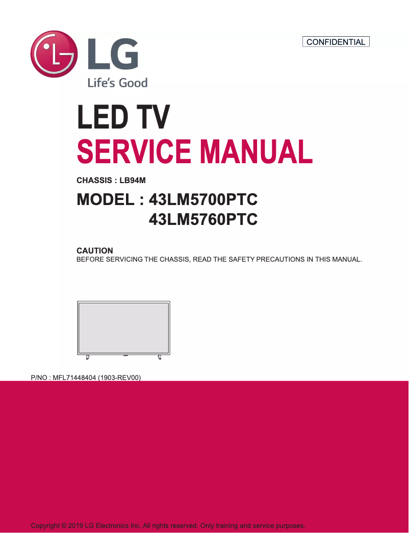 Page 1 de la notice Manuel utilisateur LG 43LM5760PTC