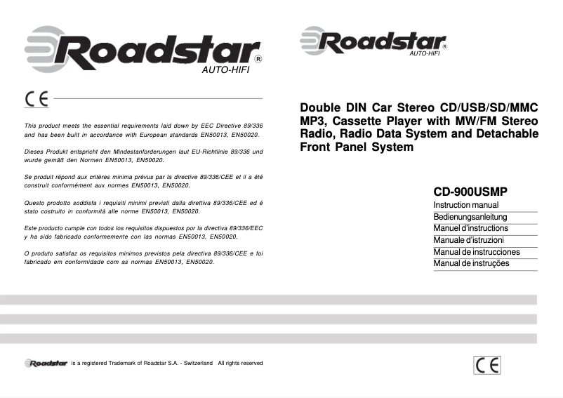 Page 1 de la notice Manuel utilisateur Roadstar CD-900USMP