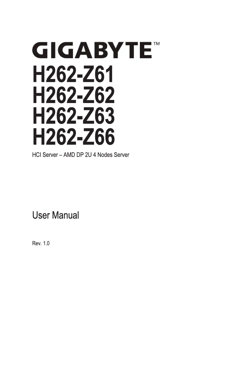 Page n°1 - Manuel utilisateur Gigabyte H262-Z61