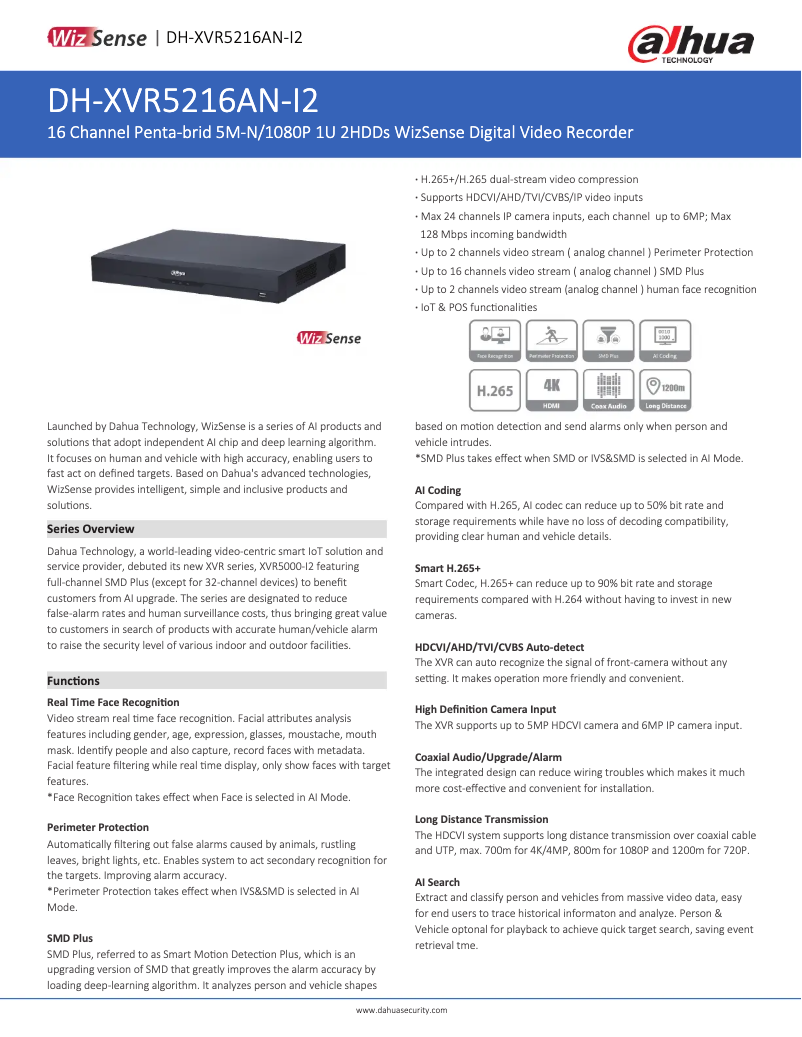 Image de la première page du manuel de l'appareil XVR5216AN-I2