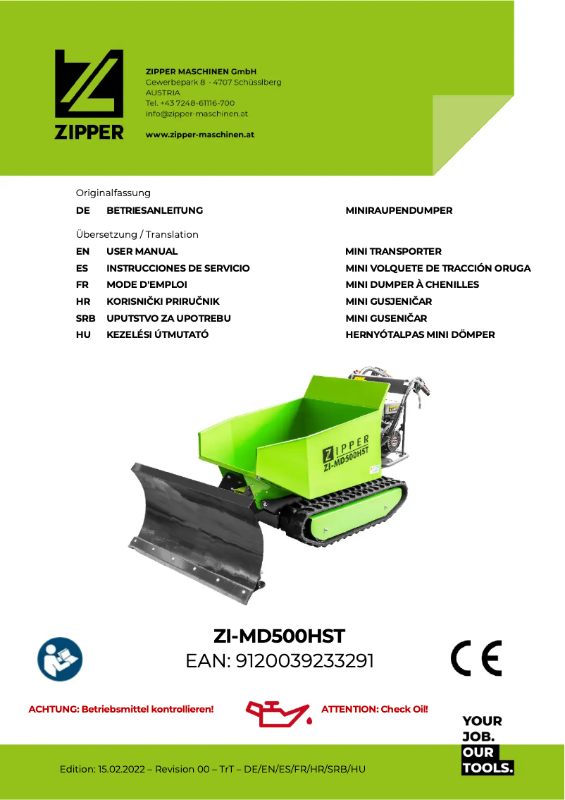 Page 1 de la notice Manuel utilisateur Zipper ZI-MD500HST