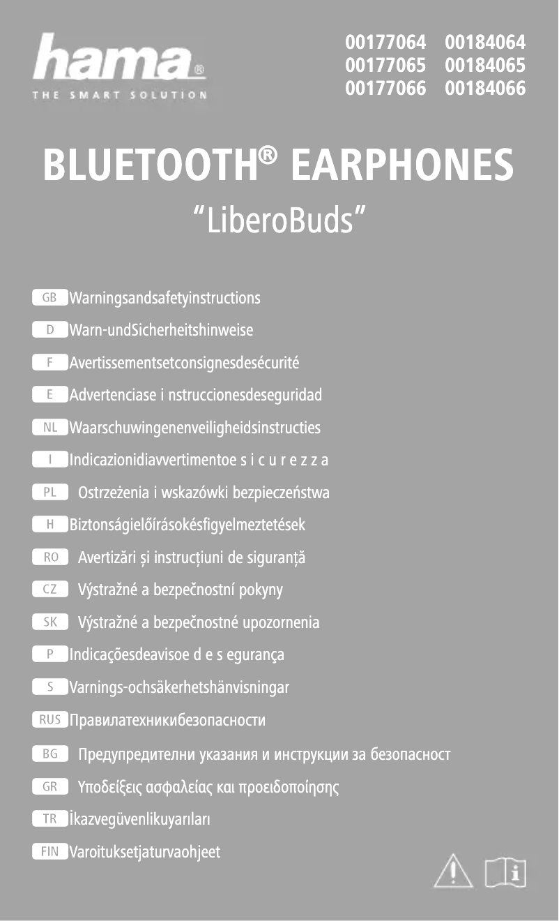 Page 1 de la notice Instructions de sécurité Hama LiberoBuds