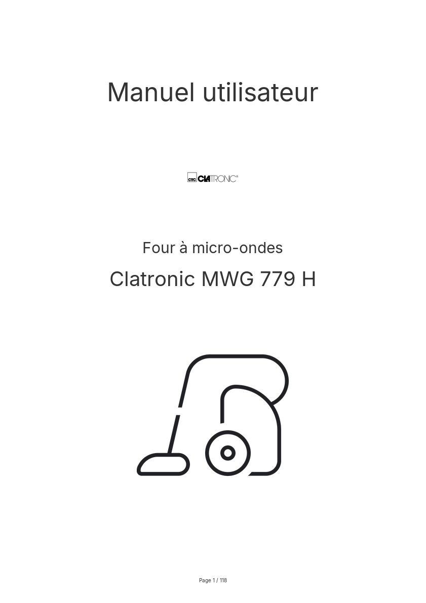 Page n°1 - Manuel utilisateur Clatronic MWG 779 H