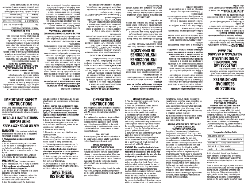 Page 1 de la notice Manuel utilisateur Conair CS26VCSR