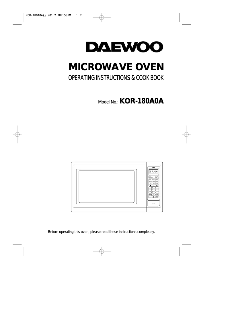 Page 1 de la notice Manuel utilisateur Daewoo KOR-180A0A