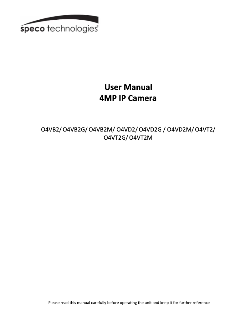 Page n°1 - Manuel utilisateur Speco Technologies O4VB2M