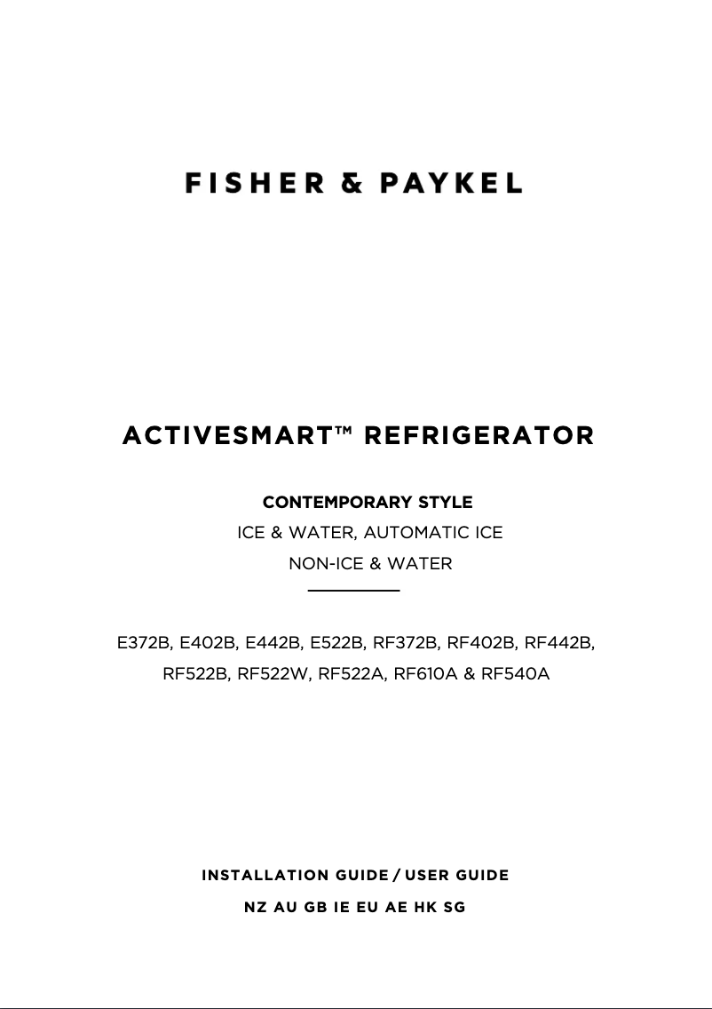 Page n°1 - Guide d'installation Fisher & Paykel RF605QNUVB1