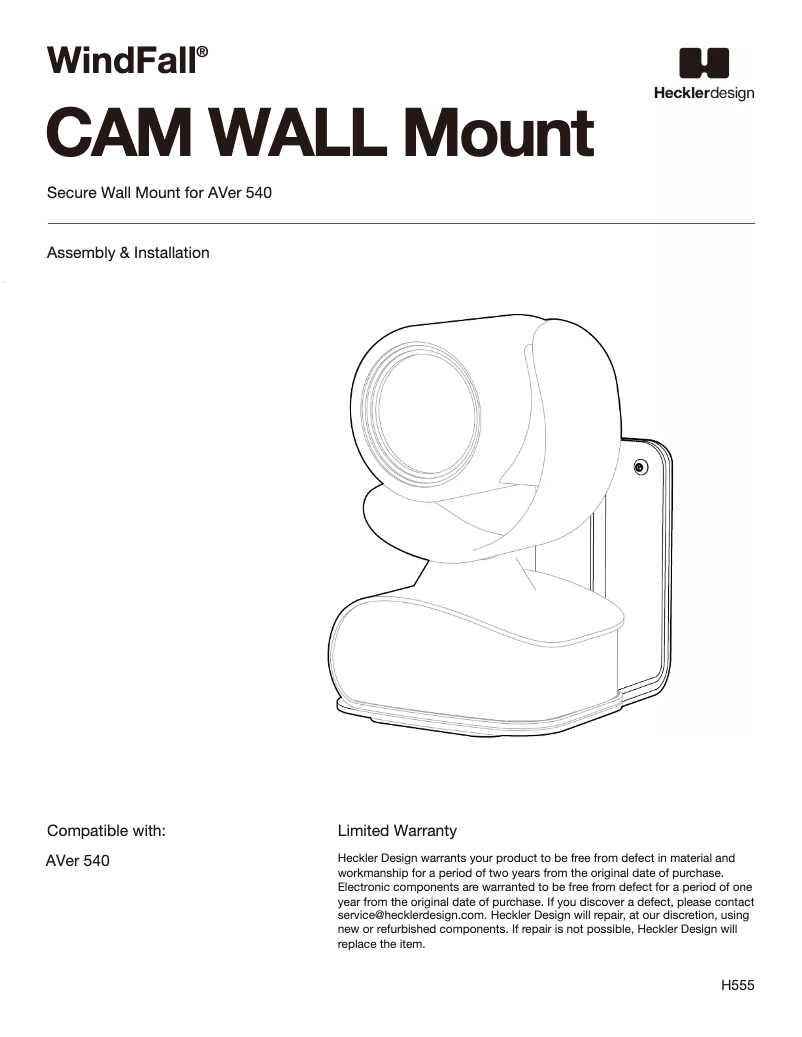 Page 1 de la notice Manuel utilisateur Heckler Design H555-BG