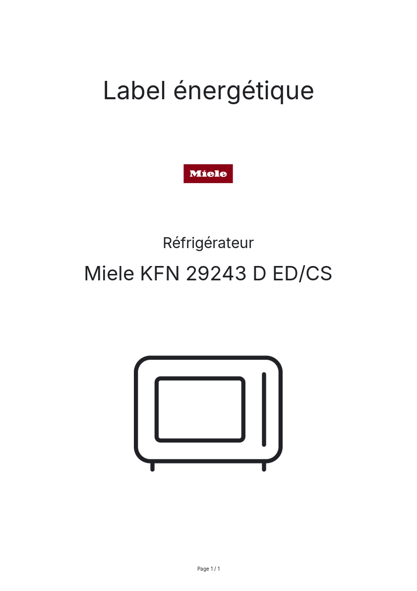 Page n°1 - Label énergétique Miele KFN 29243 D ED/CS