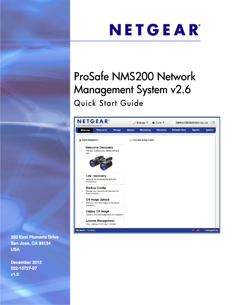 Page 1 of the manual Quick Start Guide Netgear ProSafe NMS200
