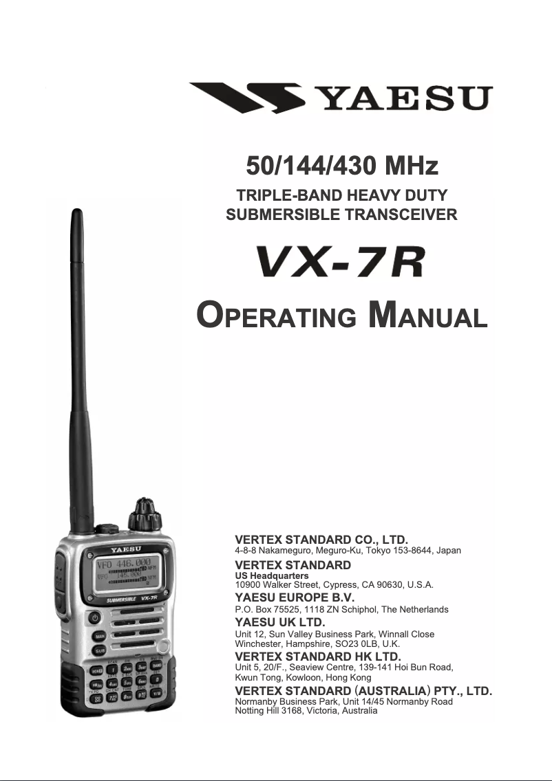 Página 1 del manual Manual de usuario Yaesu VX-7R