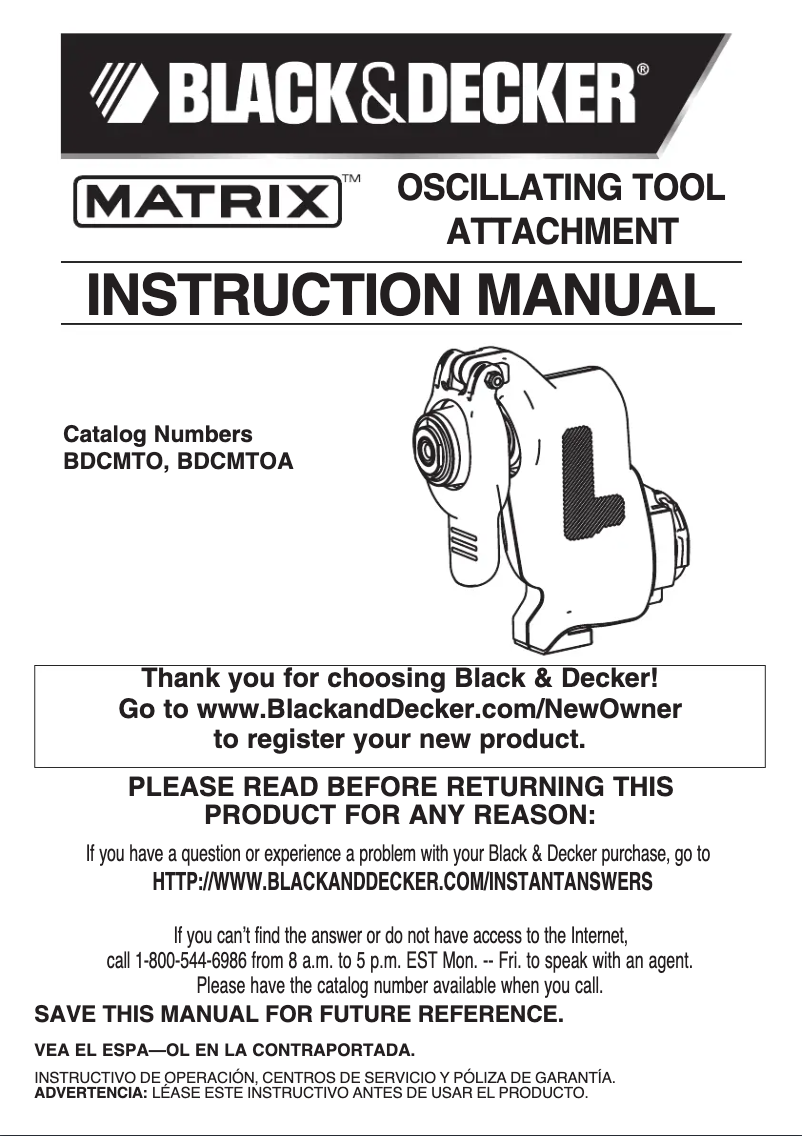 Page n°1 - Manuel utilisateur Black & Decker Matrix BDCMTOA