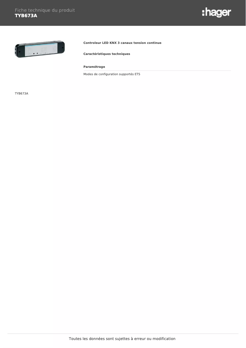 Image de la première page du manuel de l'appareil TYB673A