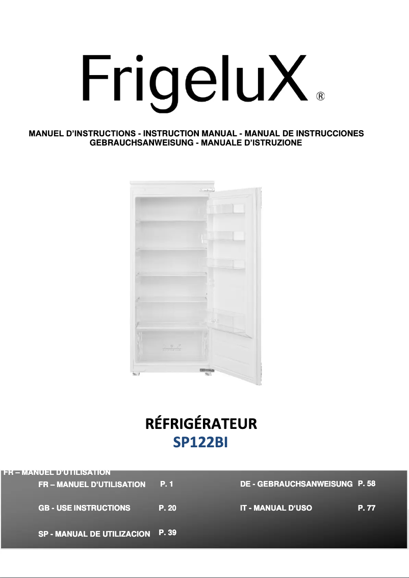 Image de la première page du manuel de l'appareil SP122BI