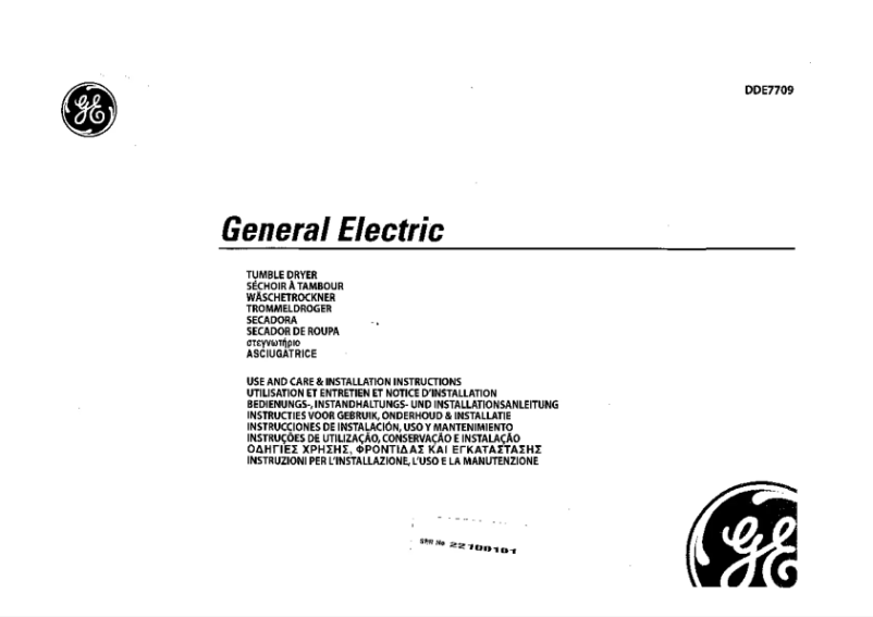 Page n°1 - Manuel utilisateur GE DDE7709