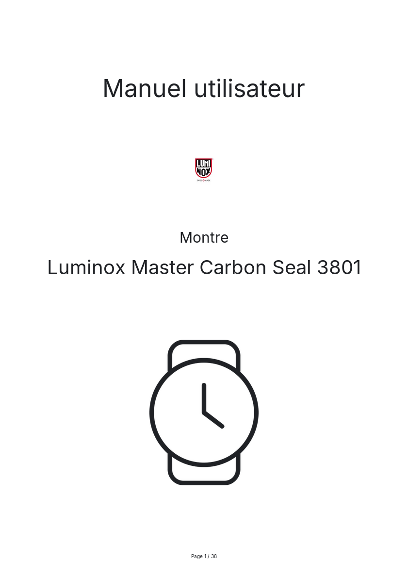 Page n°1 - Manuel utilisateur Luminox Master Carbon Seal 3801