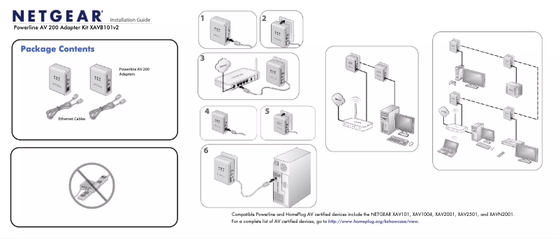 Page 1 de la notice Guide d'installation Netgear XAV101v2