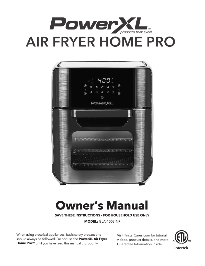 Page 1 de la notice Manuel utilisateur PowerXL Air Fryer Home Pro GLA-1003-NR
