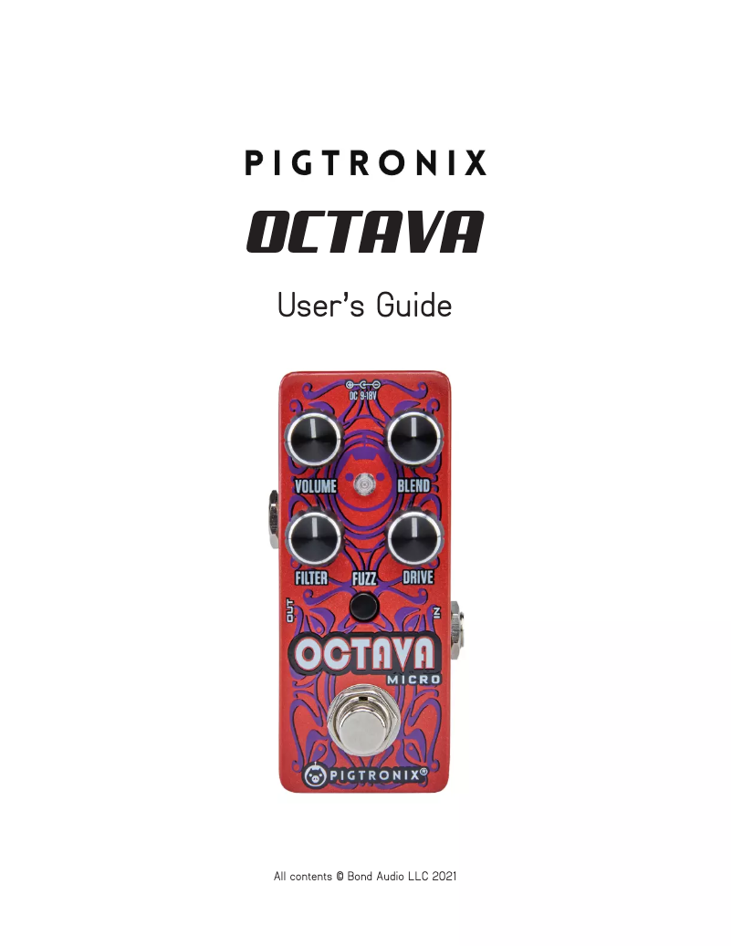 Page 1 de la notice Manuel utilisateur Pigtronix Octava Micro