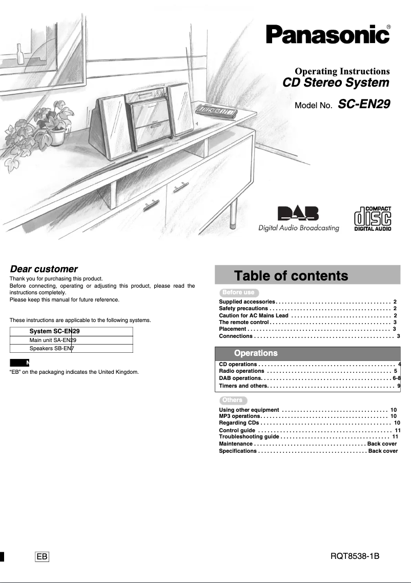 Page n°1 - Manuel utilisateur Panasonic SC-EN29