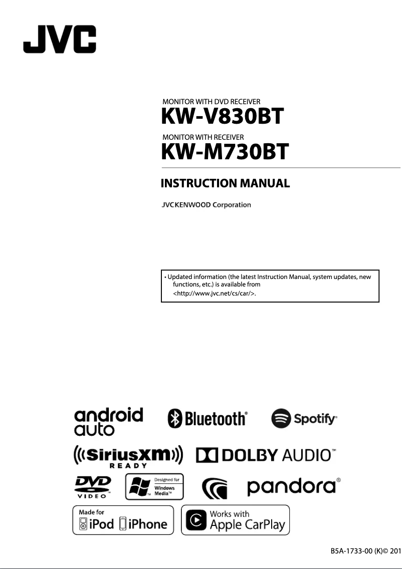 Image de la première page du manuel de l'appareil KW-M730BT