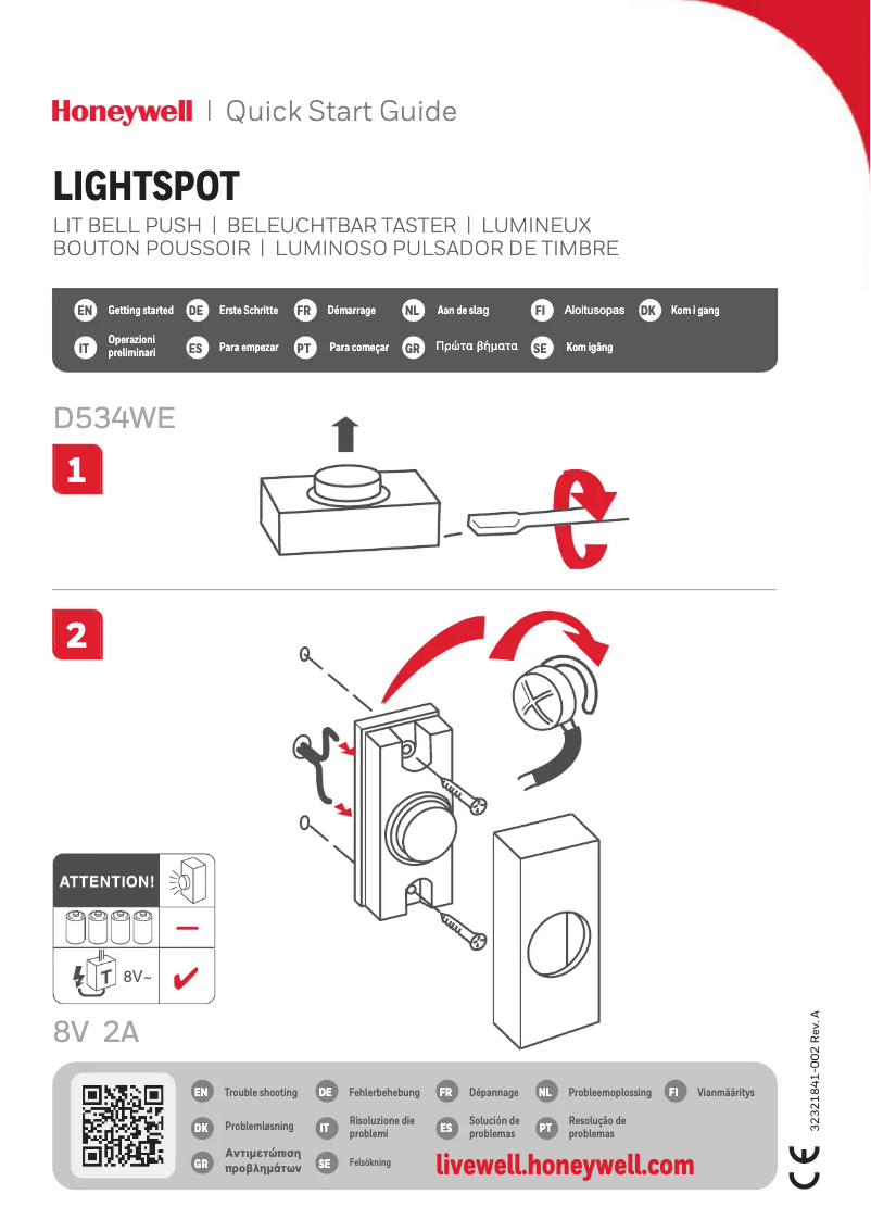 Page 1 de la notice Manuel utilisateur Honeywell D534WE