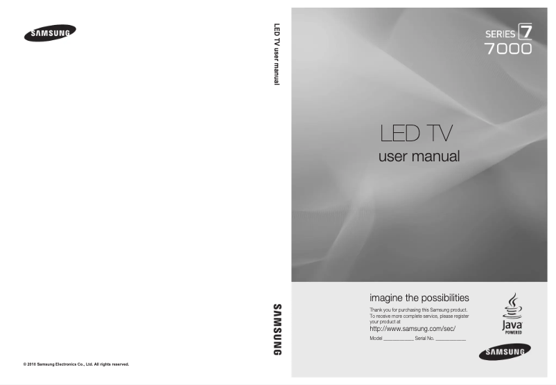 Page n°1 - Manuel utilisateur Samsung UN55C7000WF