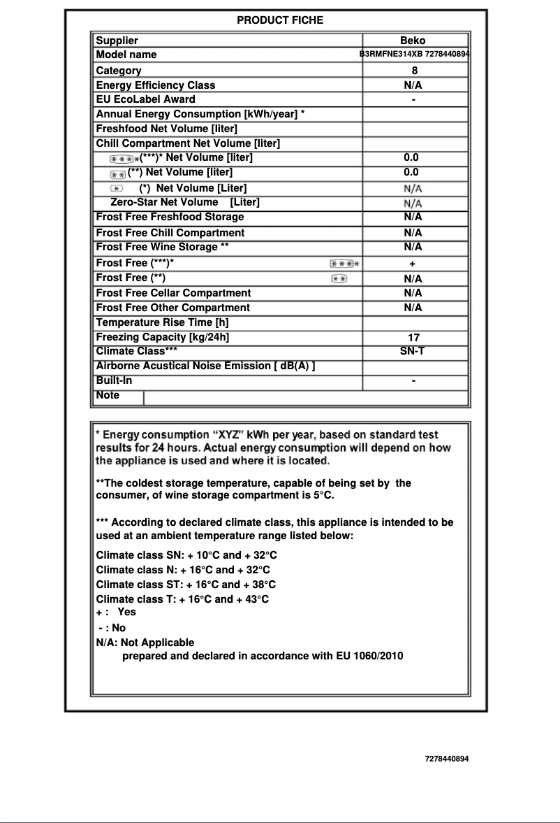 Page 1 de la notice Brochure Beko B3RMFNE314XB