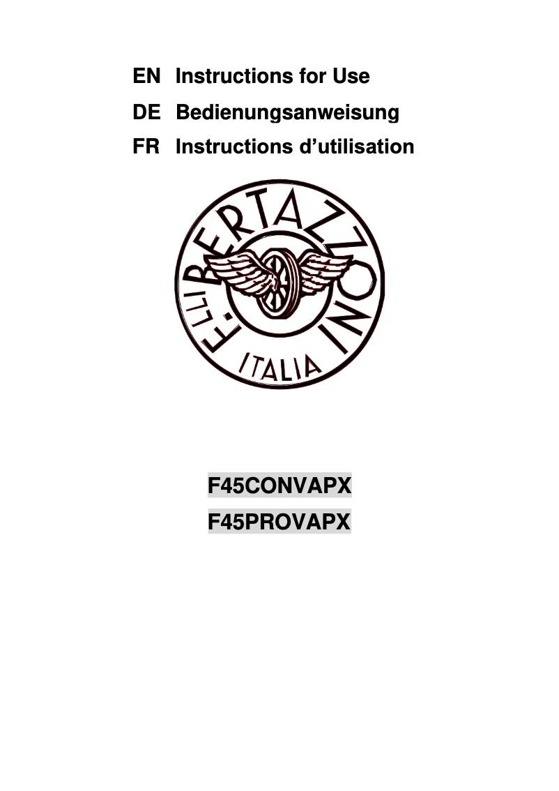 Page 1 de la notice Manuel utilisateur Bertazzoni F45 PRO VAP X