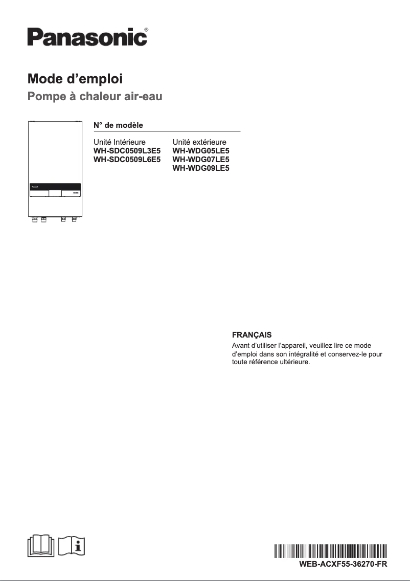 Page 1 de la notice Manuel utilisateur Panasonic WH-SDC0509L6E5