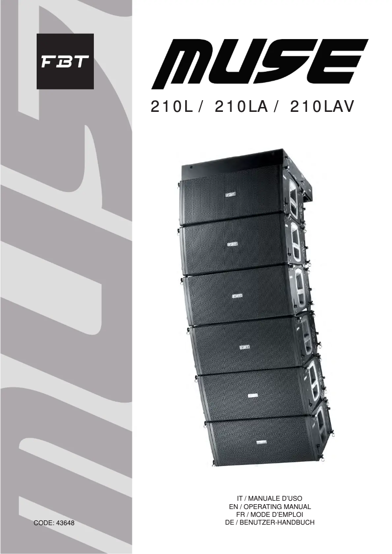 Page n°1 - Manuel utilisateur FBT MUSE 210L