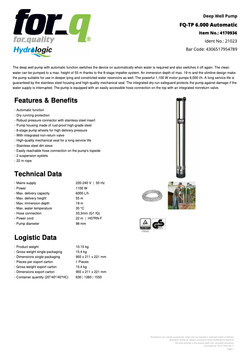 Image de la première page du manuel de l'appareil FQ-TP 6.000 Automatic