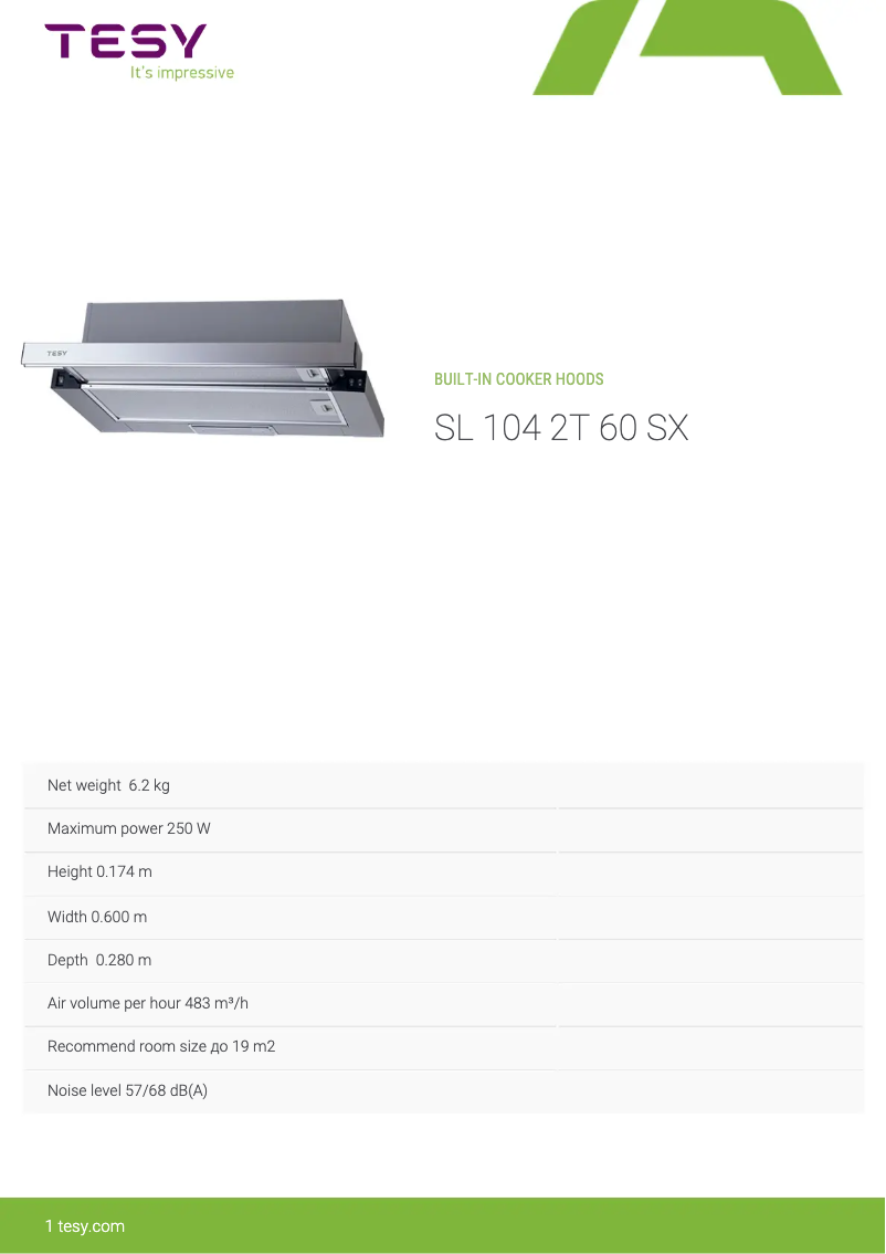 Page 1 of the manual User Manual Tesy SL 104 2T 60 SX
