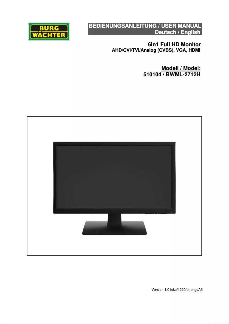 Page 1 de la notice Manuel utilisateur Burg Wächter BWML-2712H