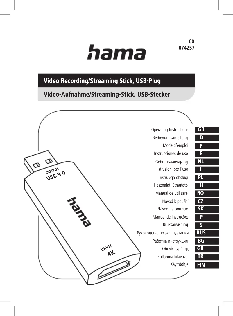 Page 1 de la notice Manuel utilisateur Hama 00074257