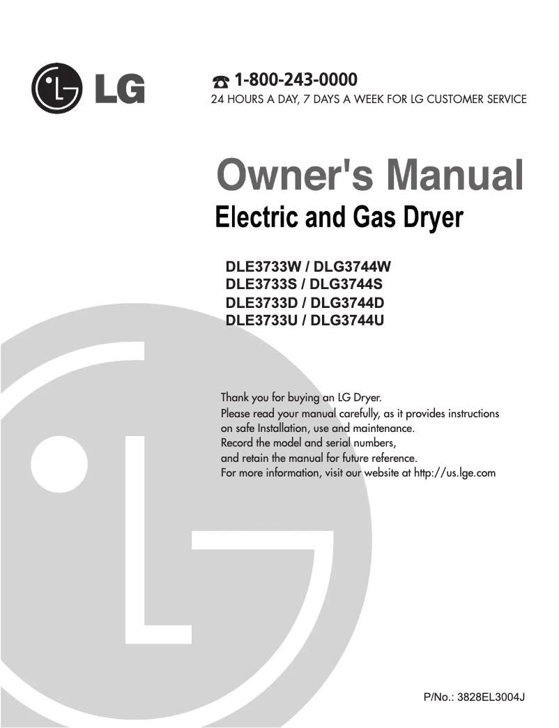 Page n°1 - Manuel utilisateur LG DLG3744U