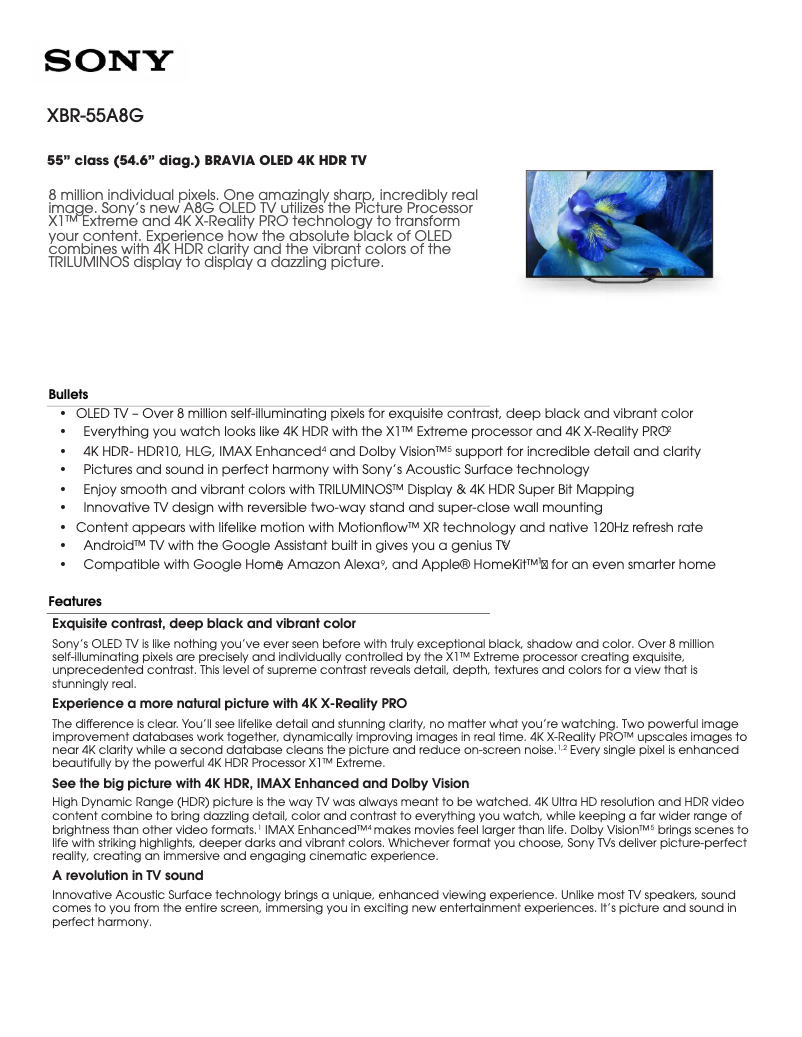Página 1 del manual Manual de usuario Sony XBR-55A8G