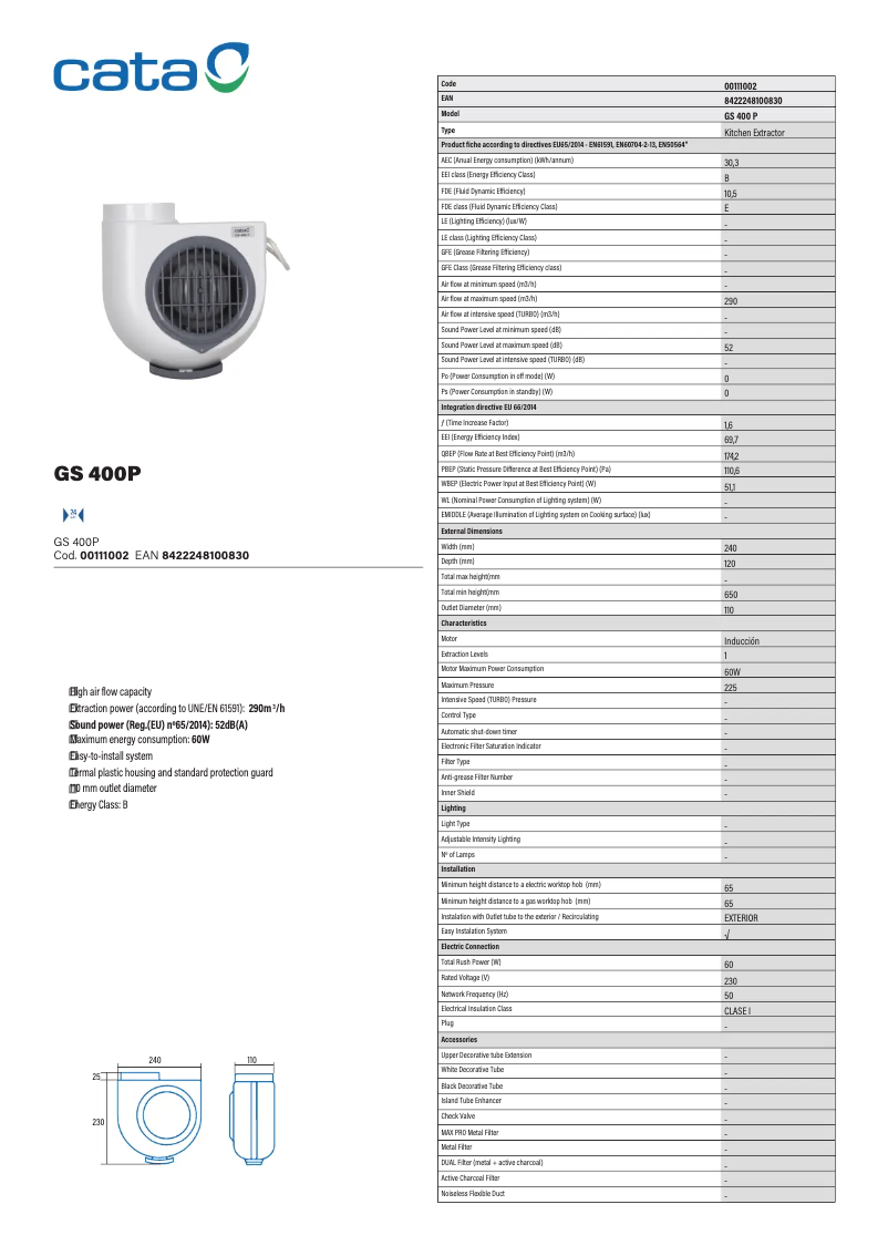Image de la première page du manuel de l'appareil GS 400P