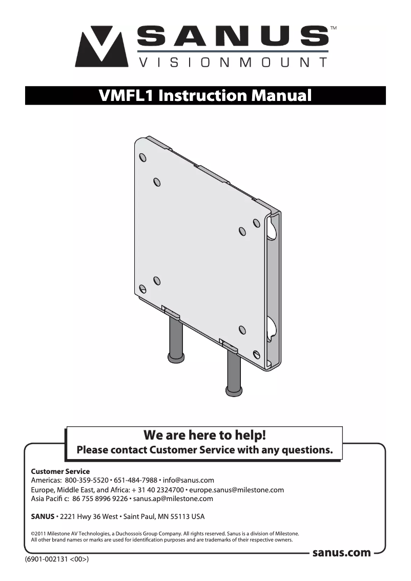Page 1 de la notice Manuel utilisateur Sanus VisionMount VMFL1