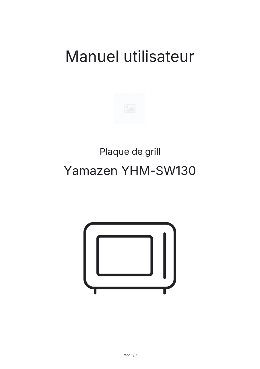 Page n°1 - Manuel utilisateur Yamazen YHM-SW130
