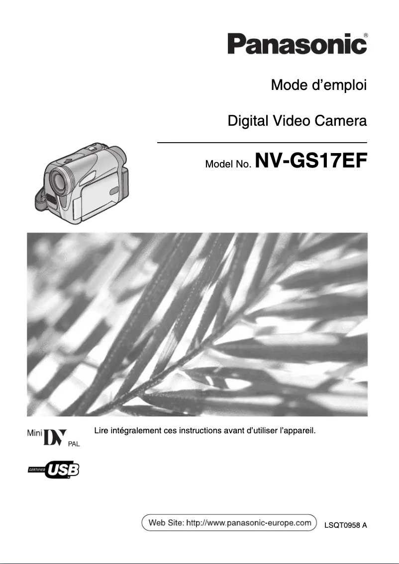 Page n°1 - Manuel utilisateur Panasonic NV-GS17