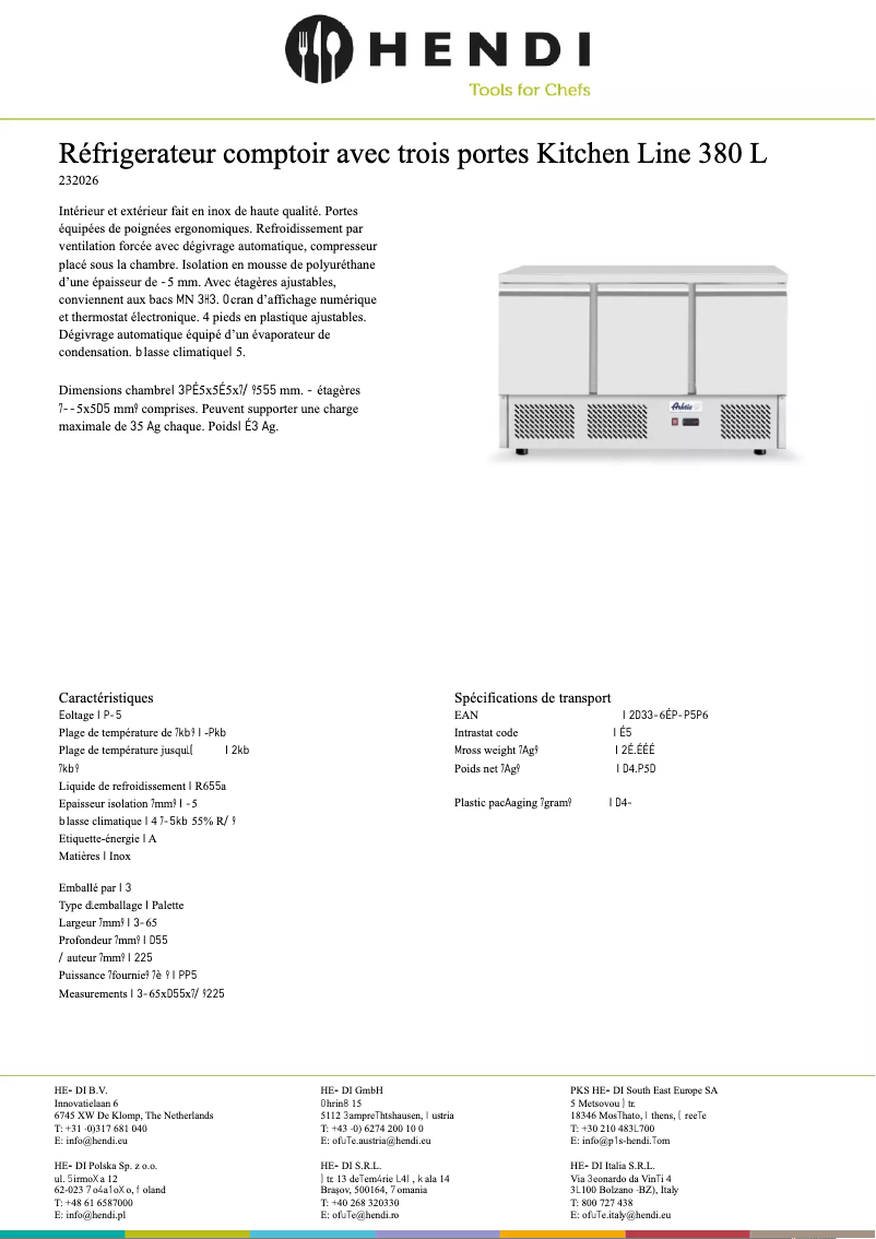 Page 1 de la notice Fiche technique Arktic 232026