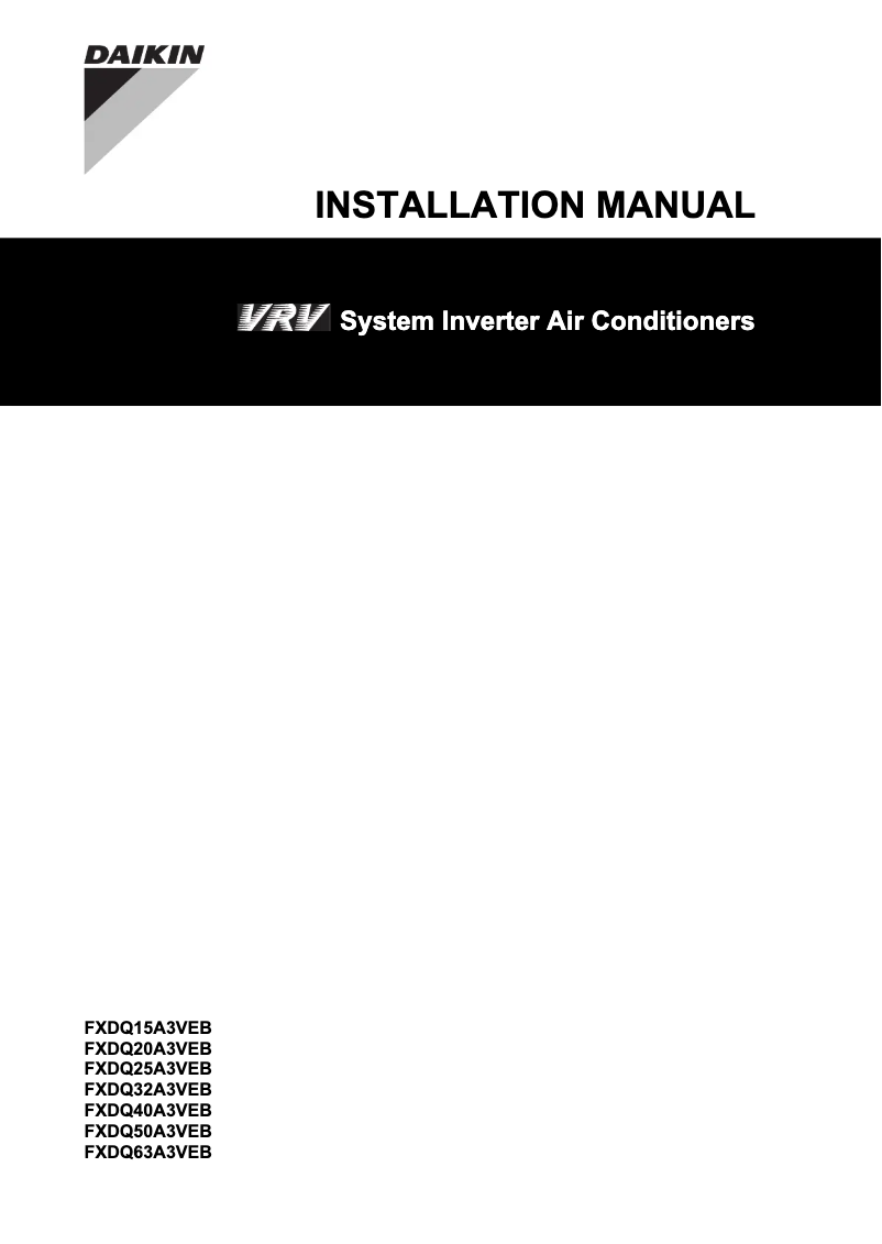 Page 1 de la notice Guide d'installation Daikin FXDQ63A3VEB