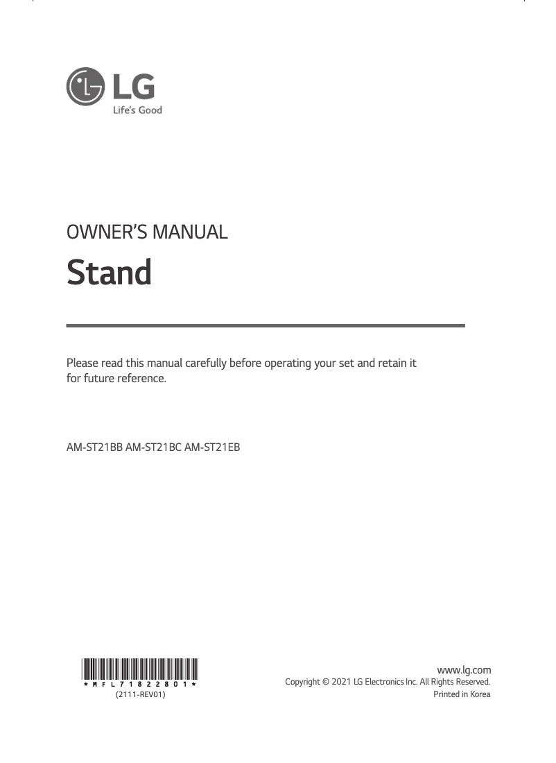 Page n°1 - Manuel utilisateur LG AM-ST21BC