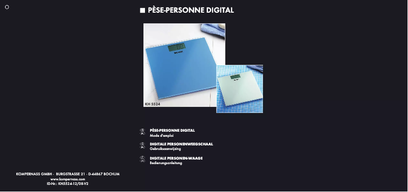 Page 1 de la notice Manuel utilisateur Balance KH 5524