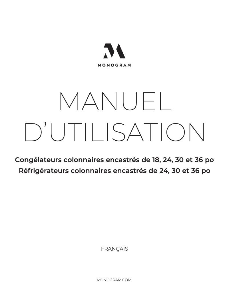 Página 1 del manual Guía de instalación Monogram ZIR301NBRII