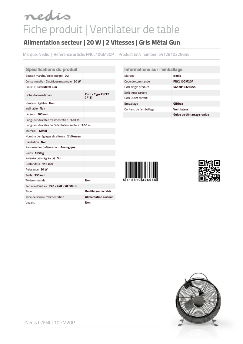 Image de la première page du manuel de l'appareil FNCL10GM20P