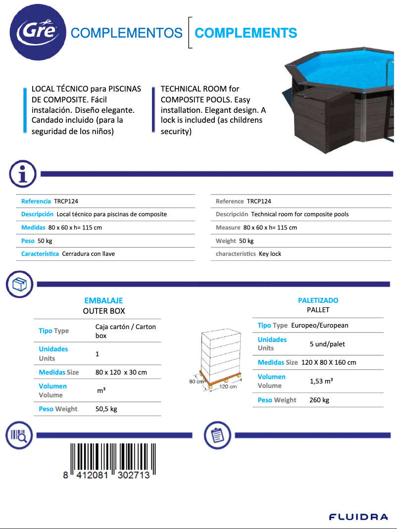 Página 1 del manual Ficha técnica Gre TRCP124