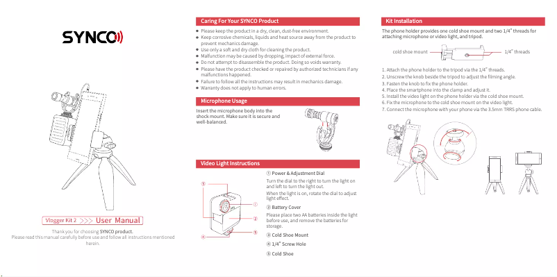 Page n°1 - Manuel utilisateur Synco Vlogger Kit 2
