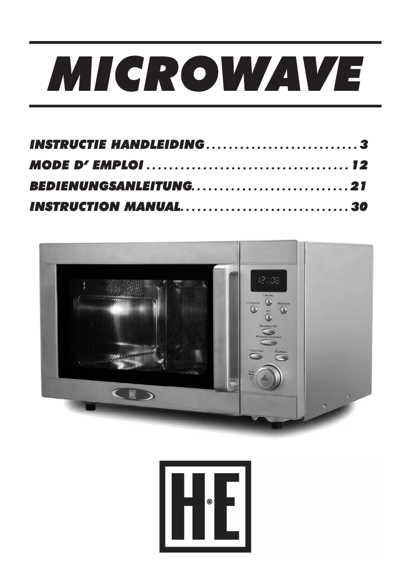 Page n°1 - Manuel utilisateur Holland Electro MW8526HDCSS